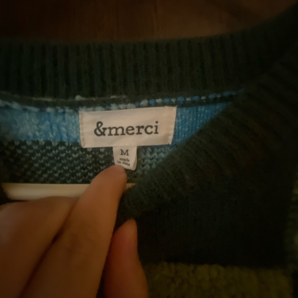 REPOSH &Merci Green and Blue Checkered Sweater in Size Medium - Picture 10 of 14